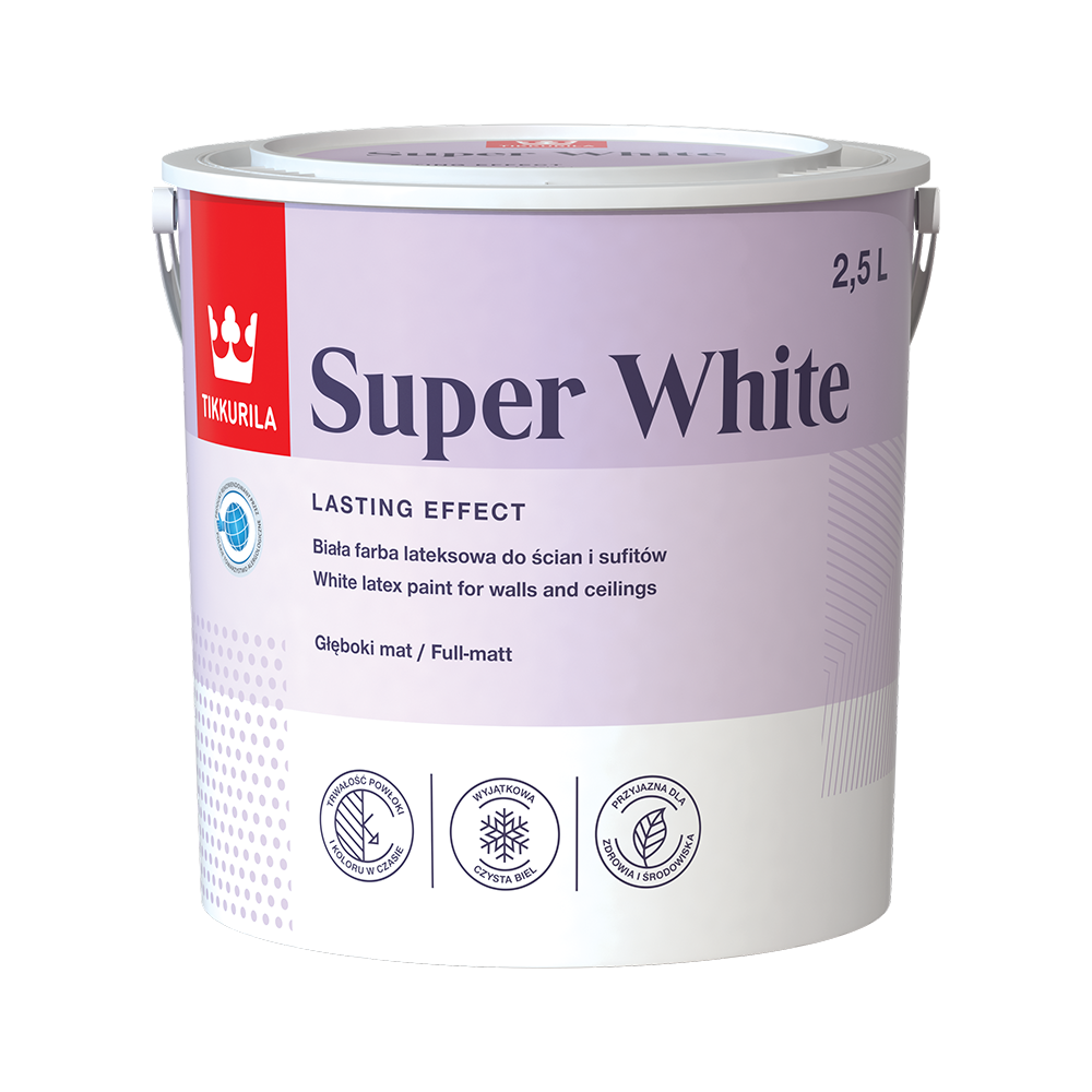Фарба акрилова TIKKURILA Super White мат 2,5 л 3,9 кг